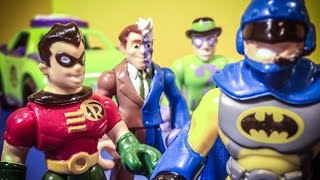 Imaginext Batman & Robin Stop Two Face & Riddler From Bank Heist "P and P Adventures"