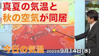 今日は真夏の気温と秋の空気が同居