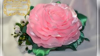 Пышная РОЗА КАНЗАШИ из ленты своими руками ? DIY Kanzashi Rose