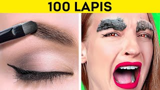 TANTANGAN 100 LAPIS || Makanan, Makeup, Pakaian, Kuku 100 Lapis Paling Top oleh 123 GO Like!