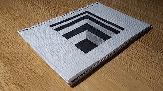 Супер просто! Как нарисовать 3D-дыру для детей, анаморфная иллюзия, 3D-трюк на бумаге