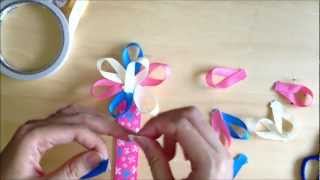 How To Make Flower Ribbon Bookmark Using Patterned Grosgrain Ribbons (For Kids) - By Kasey Crafts
