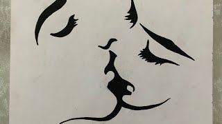 SHRISHTI ARTS | kissing Couple Modren Abstract Art ( Poster colour )