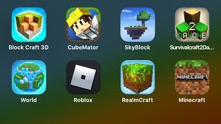 Block Craft 3D,CubeMator,SkyBlock,Survival Craft,World of Cubes,ROBLOX,Realm Craft,Minecraft