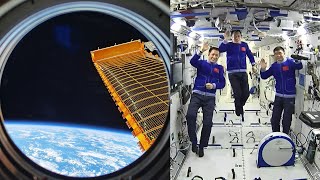 Shenzhou-12 astronauts present the Tianhe core module
