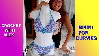 CROCHET BIKINI for CURVIES adjustable top and bottom tutorial MEDIUM LARGE SIZE