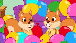 Famille d'Écureuil - Combien de Boules Arc-en-ciel Dans la Chambre Dessin Animé 2020 en Français