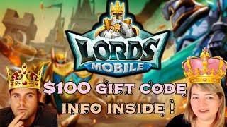 Lords Mobile - with code for $100 in-game items !!