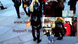 candid leather trench coat jacket and leather boots 皮夹克和皮靴