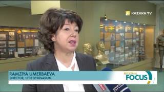 French exchange students study in Kazakh school