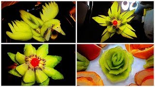 4 LIFE HACK HOW TO CUT KIWI - ROSE, BIRD, FLOWER, STAR - FRUIT CARVING & KIWI DESIGN GARNISH - ART