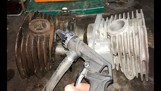 Ручной ПЕСКОСТРУЙ против ОЧЕНЬ РЖАВОГО чугунного цилиндра К-750. А силёнок хватит??