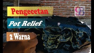 cara mengecat pot relief dengan 2 warna