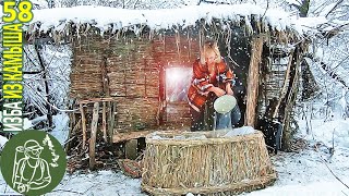 Горячая ванна в снегу ???? Бушкрафт в Избе из камыша - Серия 58