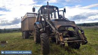 МТЗ 1025 и ХТЗ Т-150К-09-25 на трамбовке силоса