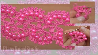 How To Make Crochet Tape Lace With Beads Урок 27 Нежное ленточное кружево