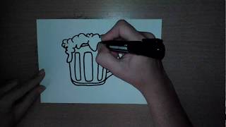 Как нарисовать бокал с пивом - How to draw a glass with beer - 如何用啤酒画一杯
