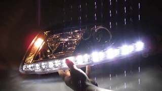 AUDI A6 2004-2008 LED DRL Projector Headlight R8 Look Chrome