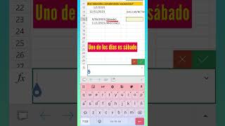 ️ Contar días de vacaciones y laborales en dos fechas en Excel | Celular y computadora | ⏰ Shorts