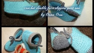 crochet double faces adult size slippers  part one