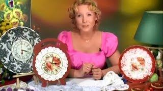 Reverse decoupage. Decorate clock and plate in technique of "lace imitation". Diy. Handmade
