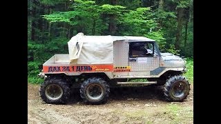 Дизельный ЛУАЗ с резиной на 40" и три моста 6х6. Волынец трех мостовый.