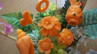 Карвинг из овощей и фруктов украшение стола из морковки carving vegetables