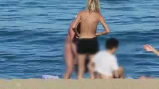 Naked people on the Barcelona beach