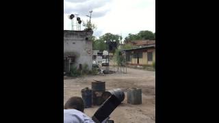 Каскадерский трюк на съемках фильма "Государственная Граница. Ложная цель". Фильм 12