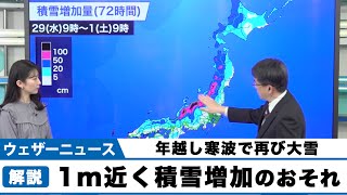 年越し寒波で再び大雪　1m近く積雪増加も
