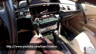 BMW e60 5 series AUX cable install on DSC slot area
