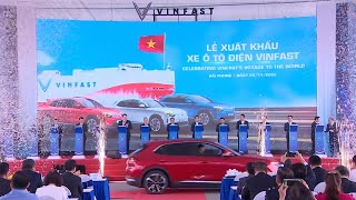 Thủ tướng Phạm Minh Chính và tỷ phú Phạm Nhật Vượng chứng kiến thời khắc lịch sử VF8 lên tàu sang Mỹ