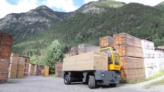Baumann Sideloader EGX 60 - 120V with awarded and patented outreach system.