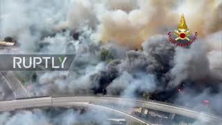 Italy: Flames put out from air in Pescara with locals evacuated amid raging fires