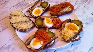 Гренки со Шпротами / Бутерброды со шпротами / Toast With Sprats / Простая Праздничная Закуска
