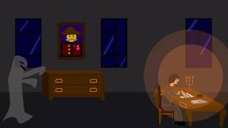 funny mystical cartoon Edgar Allan Poe to Work