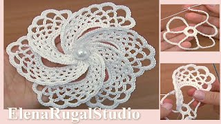Crochet Asymmetrical Petal Flower Урок 105 Нежный ажурный цветок
