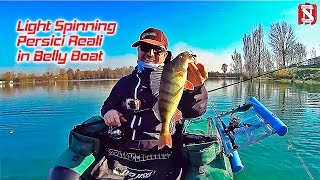 Light Spinning - Pescare Persici Reali in Belly Boat - Fishing Real Big Redfin Perch in Float Tube