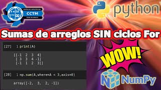 ???? ¿Cómo hacer sumas en arreglos SIN ciclos for? | Sumas con condición | Numpy | Python │¡Muy Básico!