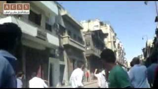 حلب || باب الحديد مواجهة الابطال للشبيحة 30-6-2011