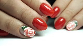 ❤ РОЗА на ногтях ПОШАГОВО ❤ КРАСИВЫЙ маникюр ❤ КРАСНЫЙ маникюр ❤ Дизайн ногтей гель лаком ❤
