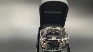 Armani Square Black Dial Silver Watch AR0181