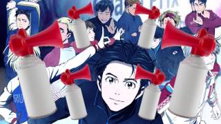yuri on ice opening but with airhorns and screaming (history maker but with airhorns and screaming)