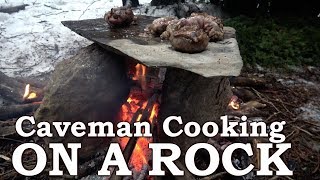PRIMITIVE TECHNOLOGY | ROCK OVEN like CAVEMAN | Eating CAUL FAT, HEART, KIDNEY, TONGUE & MEAT