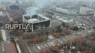 Kazakhstan: Drone footage captures administration building scorched during Almaty protests