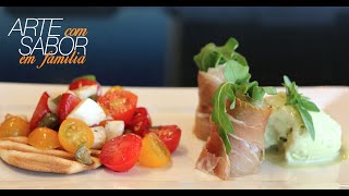 Salada com sorvete de manjericao