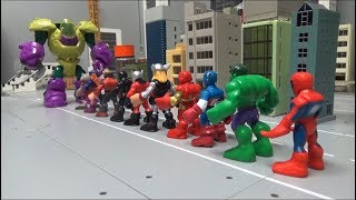 Spiderman 10 Super Heroes ride robot suit toys play 스파이더맨 10명 슈퍼히어로 로봇슈트 타기 장난감 놀이