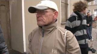 Sprengung der Schornsteine des VEB Gummiwerk "John Schehr" Schönebeck (Elbe)