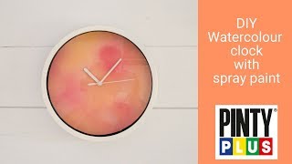 DIY watercolour clock with spray paint