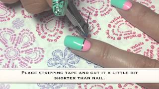 Tape nail art, beginners level / Маникюр с блестящими лентами